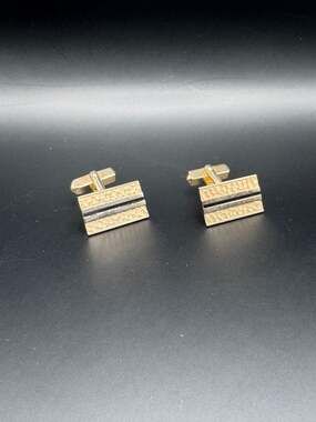 Swank Vintage Gold Tone Hammered Rectangular Cufflinks